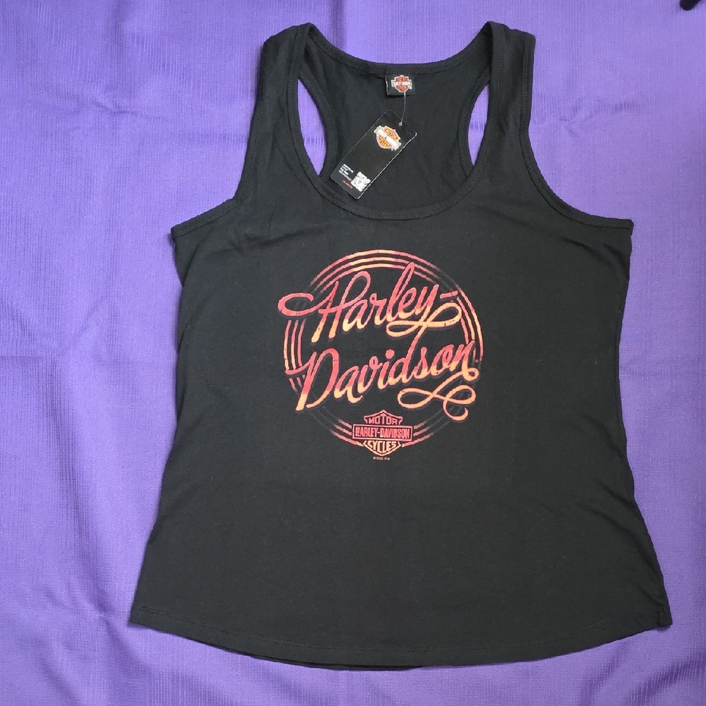 Harley-Davidson Black and Red Graphic Tank Top